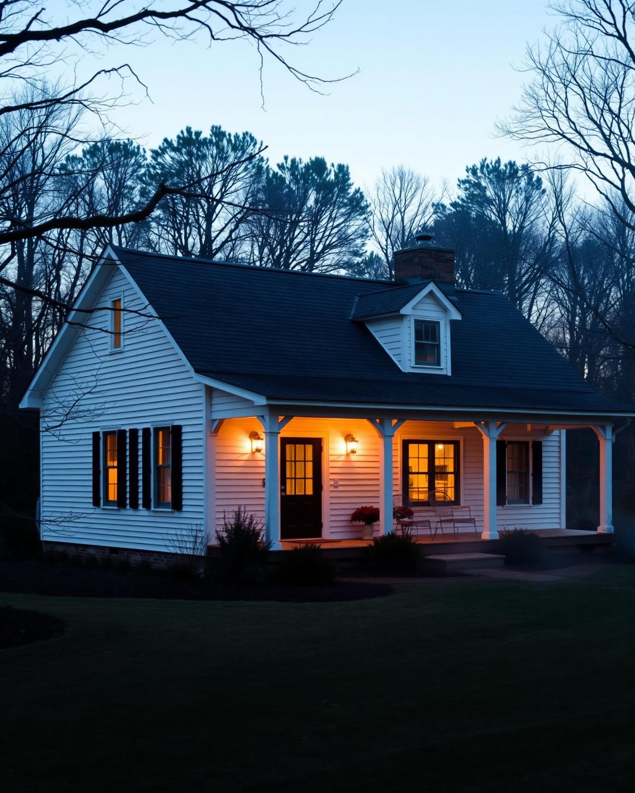 Charming Tennessee farmhouse at dusk