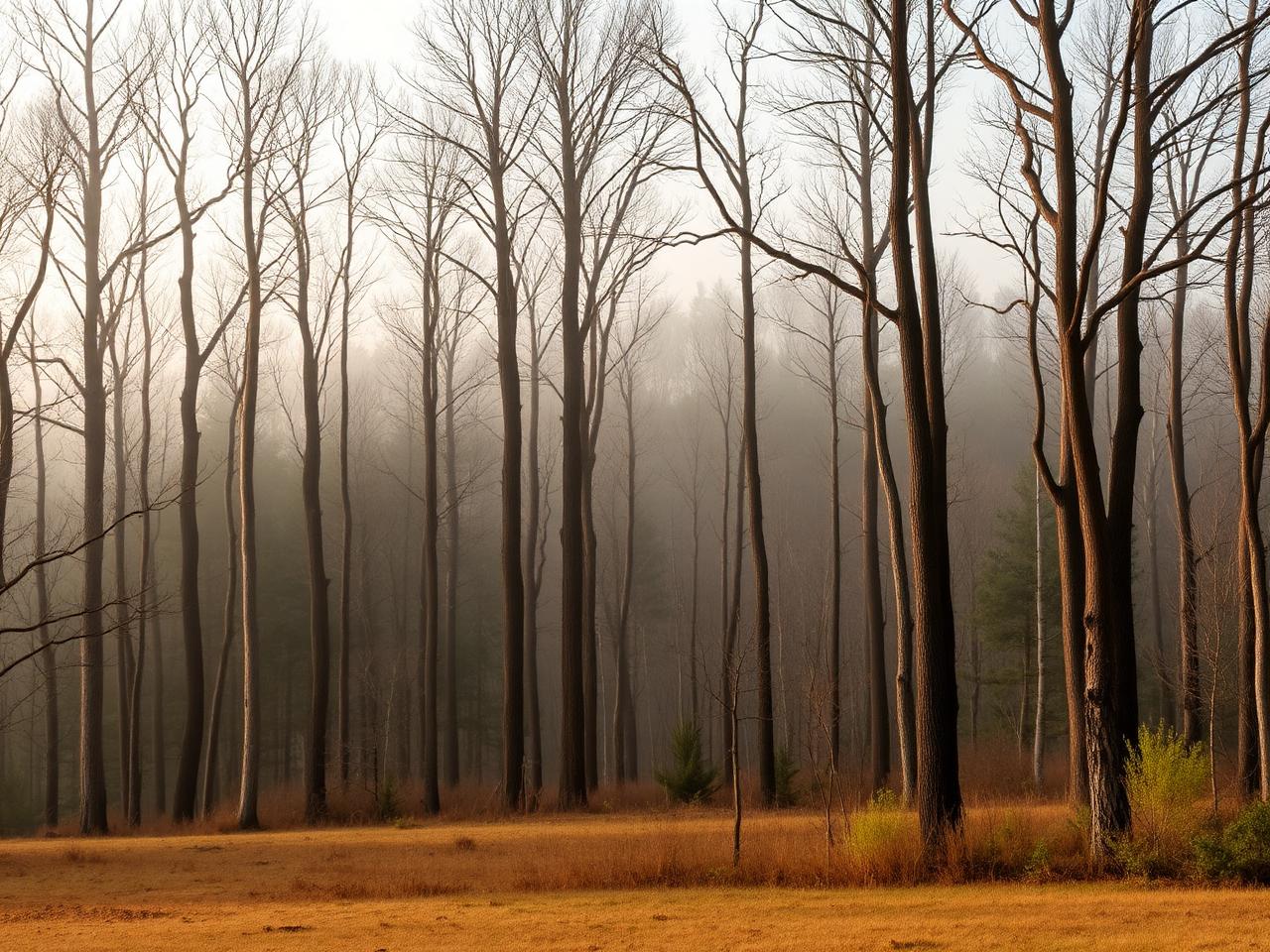 Wooded Tennessee acreage in morning fog